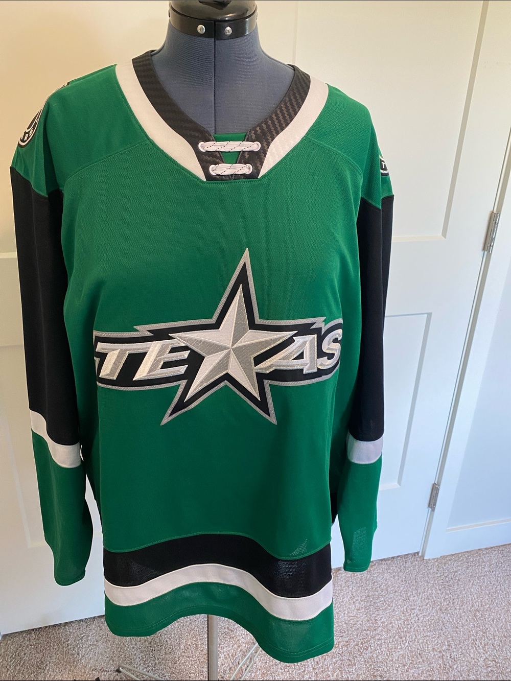 CCM Green Hockey Jersey with Star Emblem and Black Accents